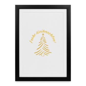 Merry Christmas Christmas Tree Golden - Framed poster (27 × 37 cm) - black - Front