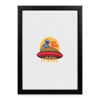 Pasta Party Alien UFO - Framed poster (27 × 37 cm) - black - Front