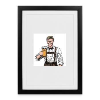 Bierjager im Lederhosen - Gerahmtes Poster (27 × 37 cm) - Schwarz - Vorne