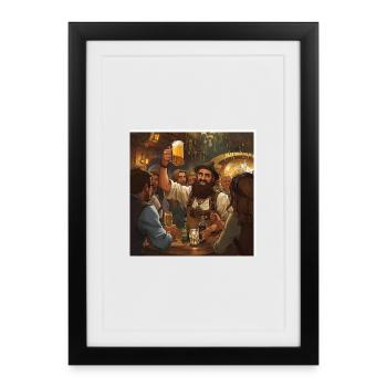 Beer festival atmosphere in the local tavern - Framed poster (27 × 37 cm) - black - Front