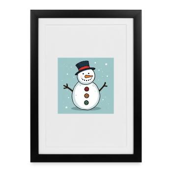 Colorful buttoned snowman - Framed poster (27 × 37 cm) - black - Front