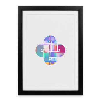 Croix de Nuage en Mosaïque - Affiche encadrée (27 × 37 cm) - noir - Devant
