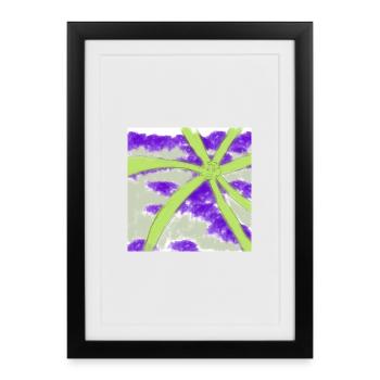Laughing Neon Star Lavender Clouds - Framed poster (27 × 37 cm) - black - Front