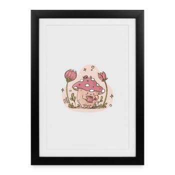 Champignon Mushie - Affiche encadrée (27 × 37 cm) - noir - Devant