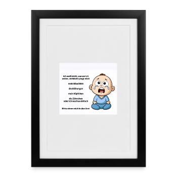 Emotional Baby Crying Illustration - Framed poster (27 × 37 cm) - black - Front