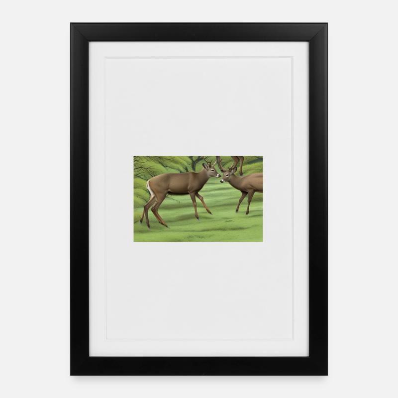 Hirsche Hirsche - Gerahmtes Poster (27 × 37 cm) - Schwarz