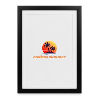 Été sans fin – Coucher de soleil et palmiers - Affiche encadrée (27 × 37 cm) - noir - Devant
