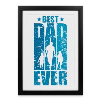 LE MEILLEUR PAPA DE TOUS LES TEMPS, DEUX ENFANTS PAPA DE DEUX ENFANTS - Affiche encadrée (27 × 37 cm) - noir - Devant