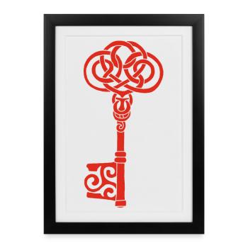 Red Celtic Key - Framed poster (27 × 37 cm) - black - Front