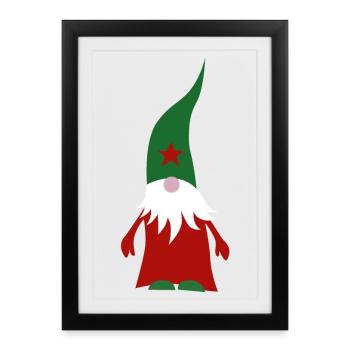 Secret Santa rouge Noël nain Avent barbe - Affiche encadrée (27 × 37 cm) - noir - Devant