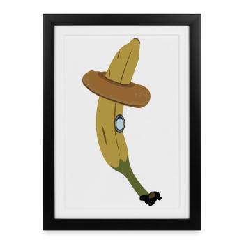 Banane et bagel - Affiche encadrée (27 × 37 cm) - noir - Devant