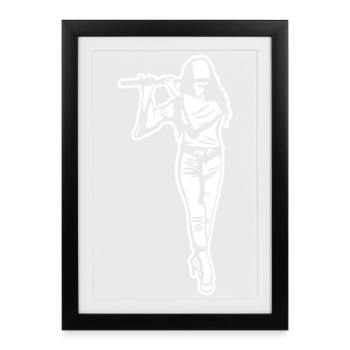 Flute Girl Drawing - Framed poster (27 × 37 cm) - black - Front