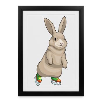 Bunny Ice Skating Ice Skates - Framed poster (27 × 37 cm) - black - Front