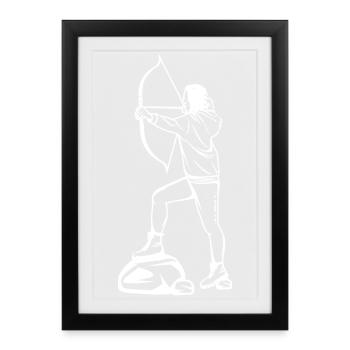 Dessin de fille de tir à l’arc - Affiche encadrée (27 × 37 cm) - noir - Devant