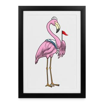 Bonnet de marin Flamingo Sailor - Affiche encadrée (27 × 37 cm) - noir - Devant
