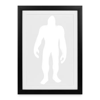 Bigfoot Silhouette Minimaliste Conte de fées - Affiche encadrée (27 × 37 cm) - noir - Devant