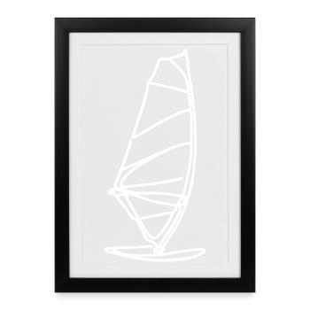 Windsurf Board Sketch - Framed poster (27 × 37 cm) - black - Front