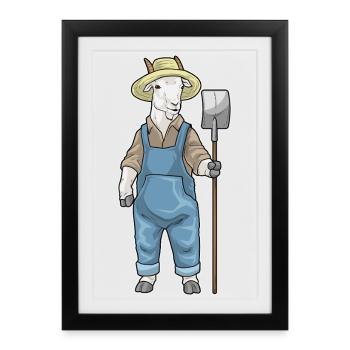 Ferme de pelles d’éleveur de chèvres - Affiche encadrée (27 × 37 cm) - noir - Devant