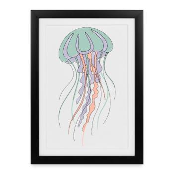 Pastel jellyfish illustration - Framed poster (27 × 37 cm) - black - Front