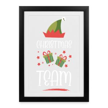 Weihnachten Team Christmas - Framed poster (27 × 37 cm) - black - Front
