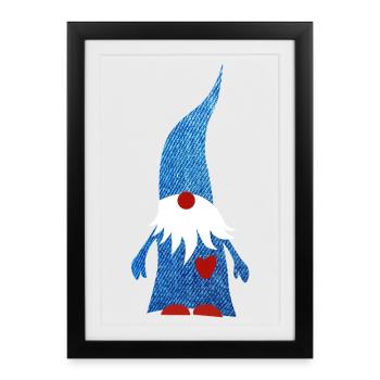 Éventail de décoration de Noël en jean en jean de Noël pour décoration forestière - Affiche encadrée (27 × 37 cm) - noir - Devant
