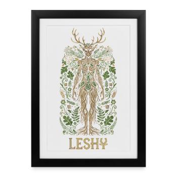 Art des Gardien de la Forêt Slave Leshy - Affiche encadrée (27 × 37 cm) - noir - Devant