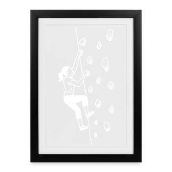 Femmes Bouldering Shirt – Minimalisme graphique - Affiche encadrée (27 × 37 cm) - noir - Devant