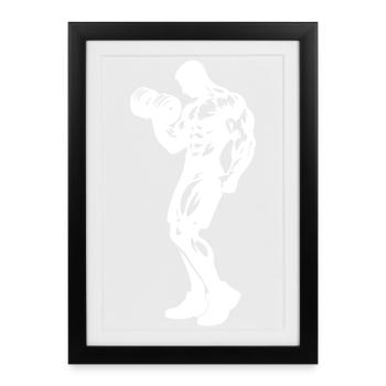 Haltère Silhouette de Fitness - Affiche encadrée (27 × 37 cm) - noir - Devant