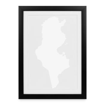 Pays de la Silhouette Tunisie - Affiche encadrée (27 × 37 cm) - noir - Devant
