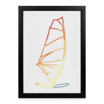 Windsurfing in retro style - Framed poster (27 × 37 cm) - black - Front