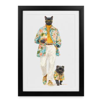 Tropical Cat in Designer Look - Framed poster (27 × 37 cm) - black - Front