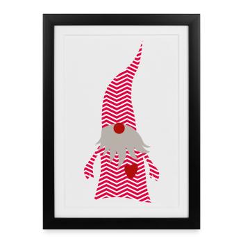 Wichtel Muster zickzack Herz Weihnachten Deko Herz - Gerahmtes Poster (27 × 37 cm) - Schwarz - Vorne