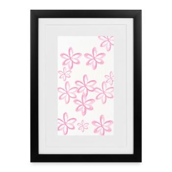 Pink Watercolor Flowers Pattern - Framed poster (27 × 37 cm) - black - Front
