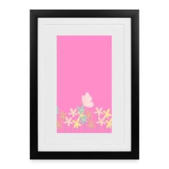 Pink Watercolor Blossom Bouquet - Gerahmtes Poster (27 × 37 cm) - Schwarz - Vorne