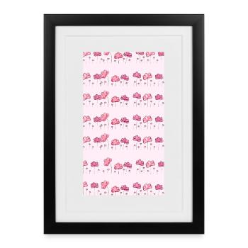 Pink Watercolor Blossom Bouquet - Gerahmtes Poster (27 × 37 cm) - Schwarz - Vorne