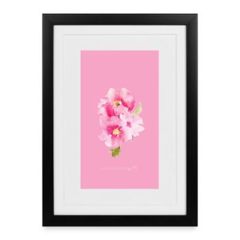  Pink Watercolor Blossom Bouquet - Gerahmtes Poster (27 × 37 cm) - Schwarz - Vorne