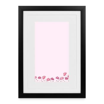 Pink Watercolor Blossom Bouquet - Gerahmtes Poster (27 × 37 cm) - Schwarz - Vorne