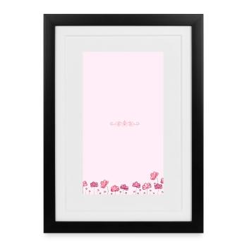 Pink Watercolor Blossom Bouquet - Gerahmtes Poster (27 × 37 cm) - Schwarz - Vorne