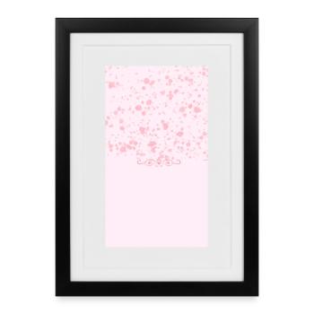 Pink Watercolor Blossom Bouquet - Gerahmtes Poster (27 × 37 cm) - Schwarz - Vorne