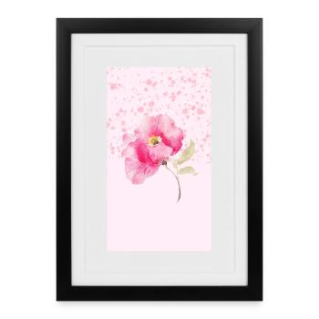Pink Watercolor Blossom Bouquet - Gerahmtes Poster (27 × 37 cm) - Schwarz - Vorne