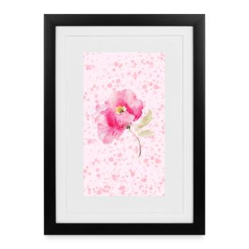 Pink Watercolor Blossom Bouquet - Gerahmtes Poster (27 × 37 cm) - Schwarz - Vorne