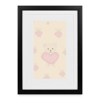 Pink Watercolor Blossom Bouquet - Gerahmtes Poster (27 × 37 cm) - Schwarz - Vorne