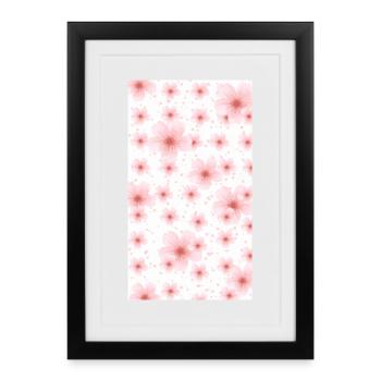 Pink Watercolor Blossom Bouquet - Gerahmtes Poster (27 × 37 cm) - Schwarz - Vorne