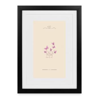 Pink Watercolor Blossom Bouquet - Gerahmtes Poster (27 × 37 cm) - Schwarz - Vorne