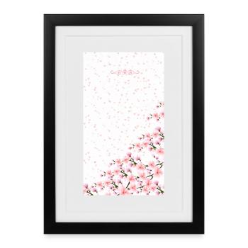 Pink Watercolor Blossom Bouquet - Gerahmtes Poster (27 × 37 cm) - Schwarz - Vorne
