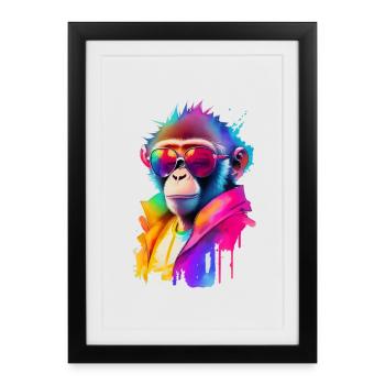 Affe mit Sonnenbrille - Gerahmtes Poster (27 × 37 cm) - Schwarz - Vorne