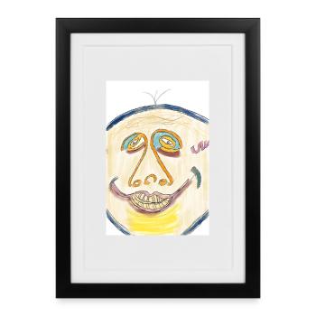 Illustration colorée joyeuse du visage - Affiche encadrée (27 × 37 cm) - noir - Devant