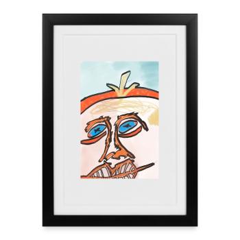 Sun face in line art - Framed poster (27 × 37 cm) - black - Front