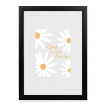 Here Comes The Sun Shirt – Minimal Aesthetic - Gerahmtes Poster (27 × 37 cm) - Schwarz - Vorne