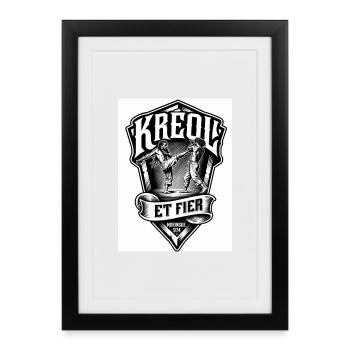 Kreol et Fier: Fierté et Combat 974 - Affiche encadrée (27 × 37 cm) - noir - Devant